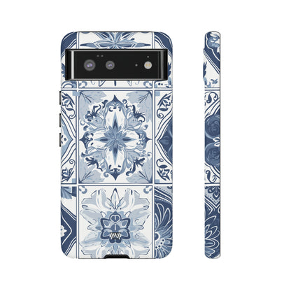 Azulejo azul y blanco | Funda resistente para teléfono
