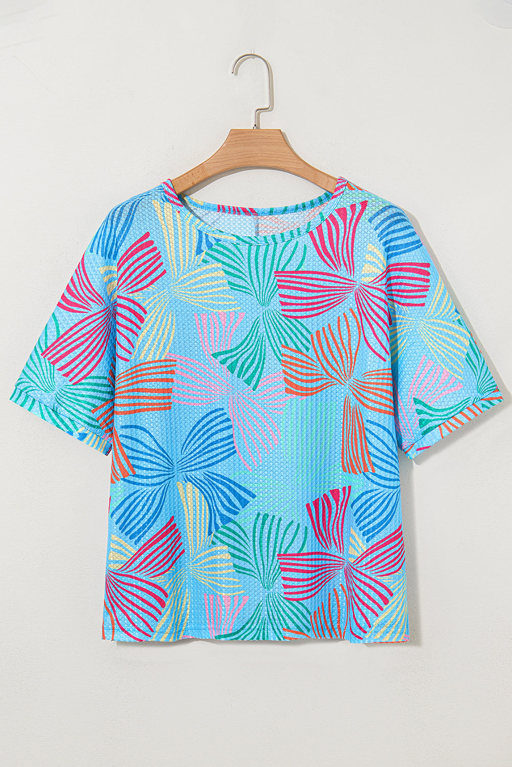 Bow Waffle Knit Crewneck Top