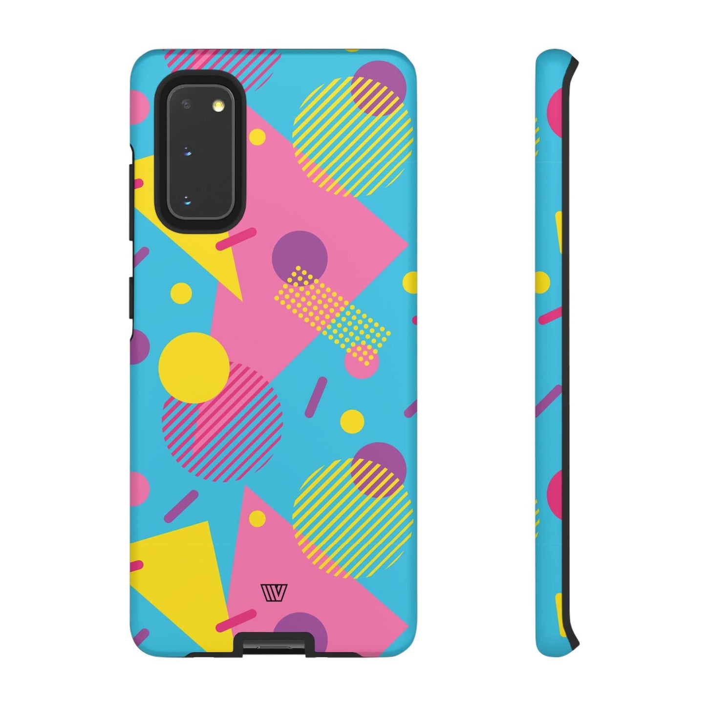 Funda resistente para teléfono con estampado retro de los 80 y 90 en azul claro