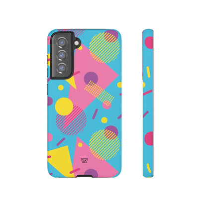 Funda resistente para teléfono con estampado retro de los 80 y 90 en azul claro