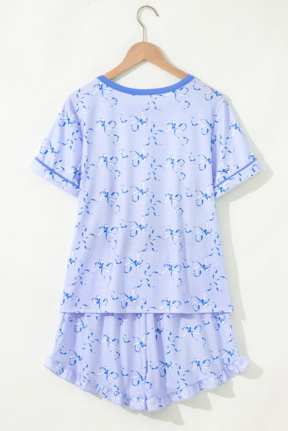 Bow Tee and Shorts Lounge Set