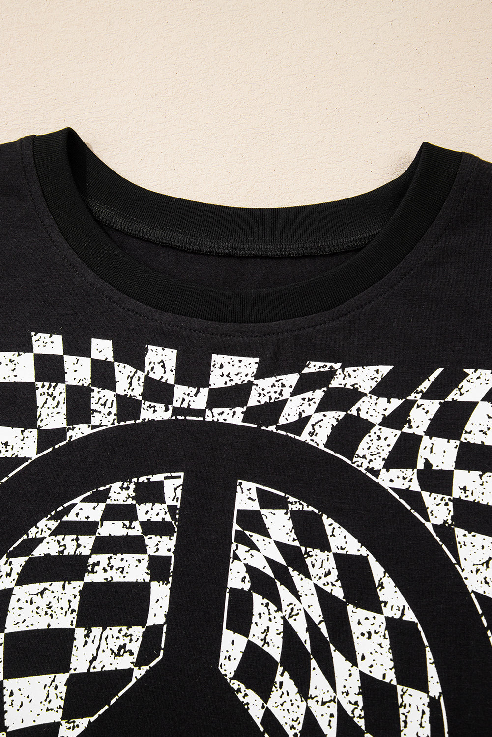 Checker Peace Sign Graphic T-Shirt