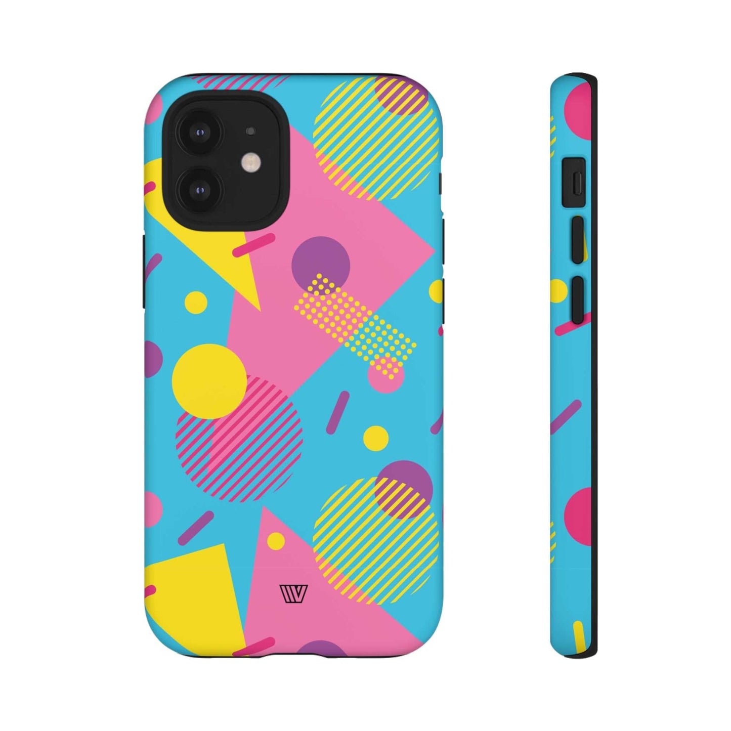 Funda resistente para teléfono con estampado retro de los 80 y 90 en azul claro