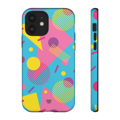 Funda resistente para teléfono con estampado retro de los 80 y 90 en azul claro