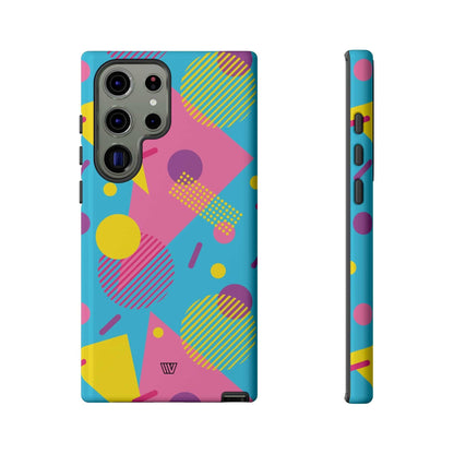 Funda resistente para teléfono con estampado retro de los 80 y 90 en azul claro