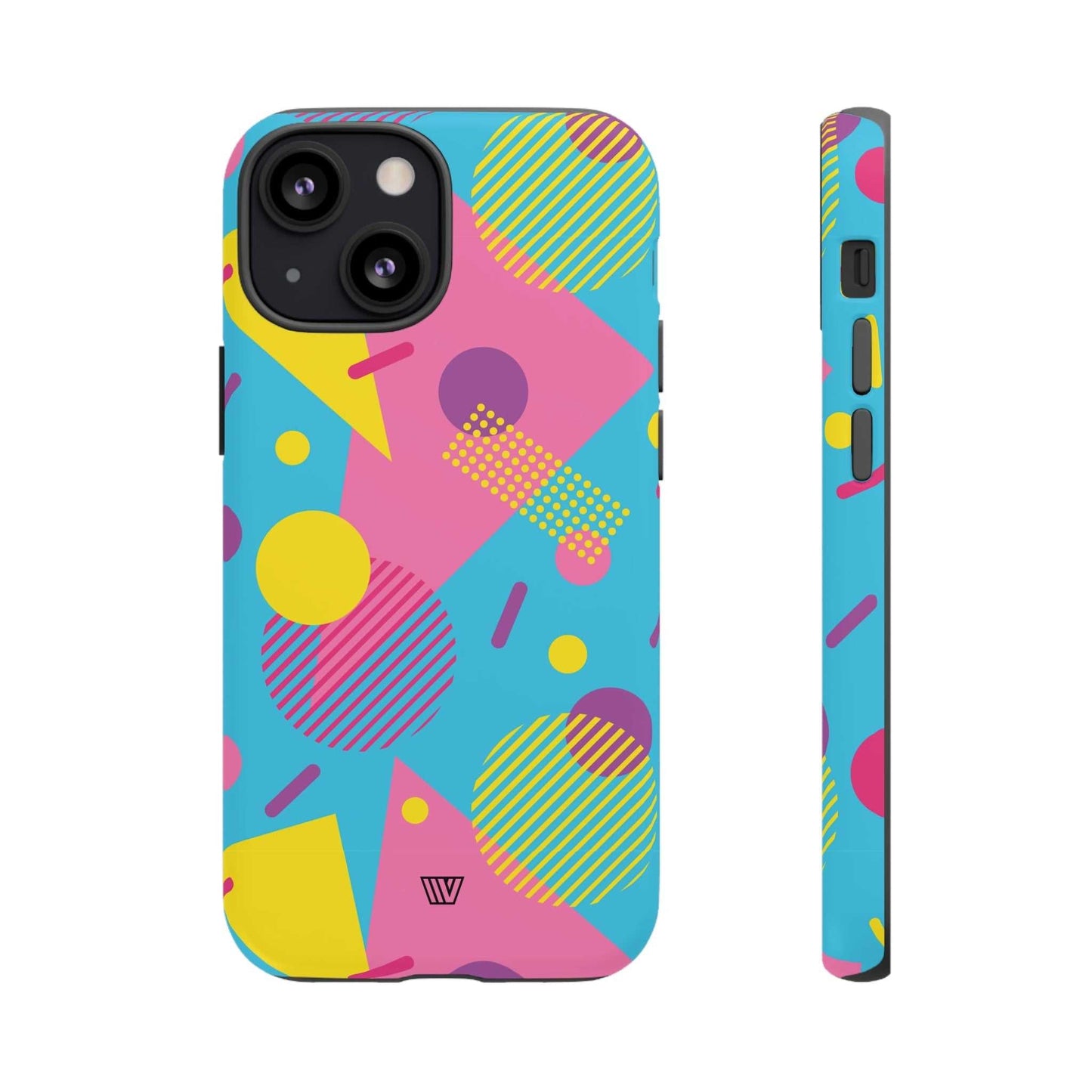 Funda resistente para teléfono con estampado retro de los 80 y 90 en azul claro