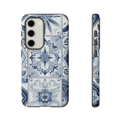 Azulejo azul y blanco | Funda resistente para teléfono