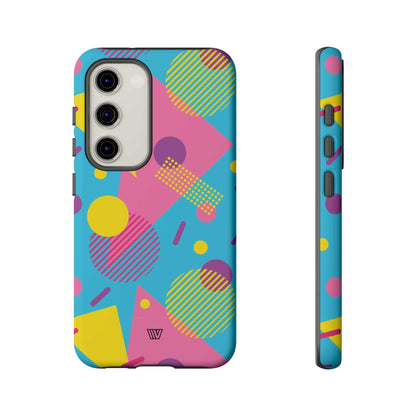 Funda resistente para teléfono con estampado retro de los 80 y 90 en azul claro