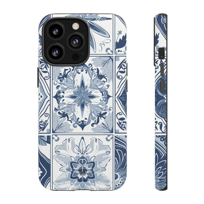 Azulejo azul y blanco | Funda resistente para teléfono