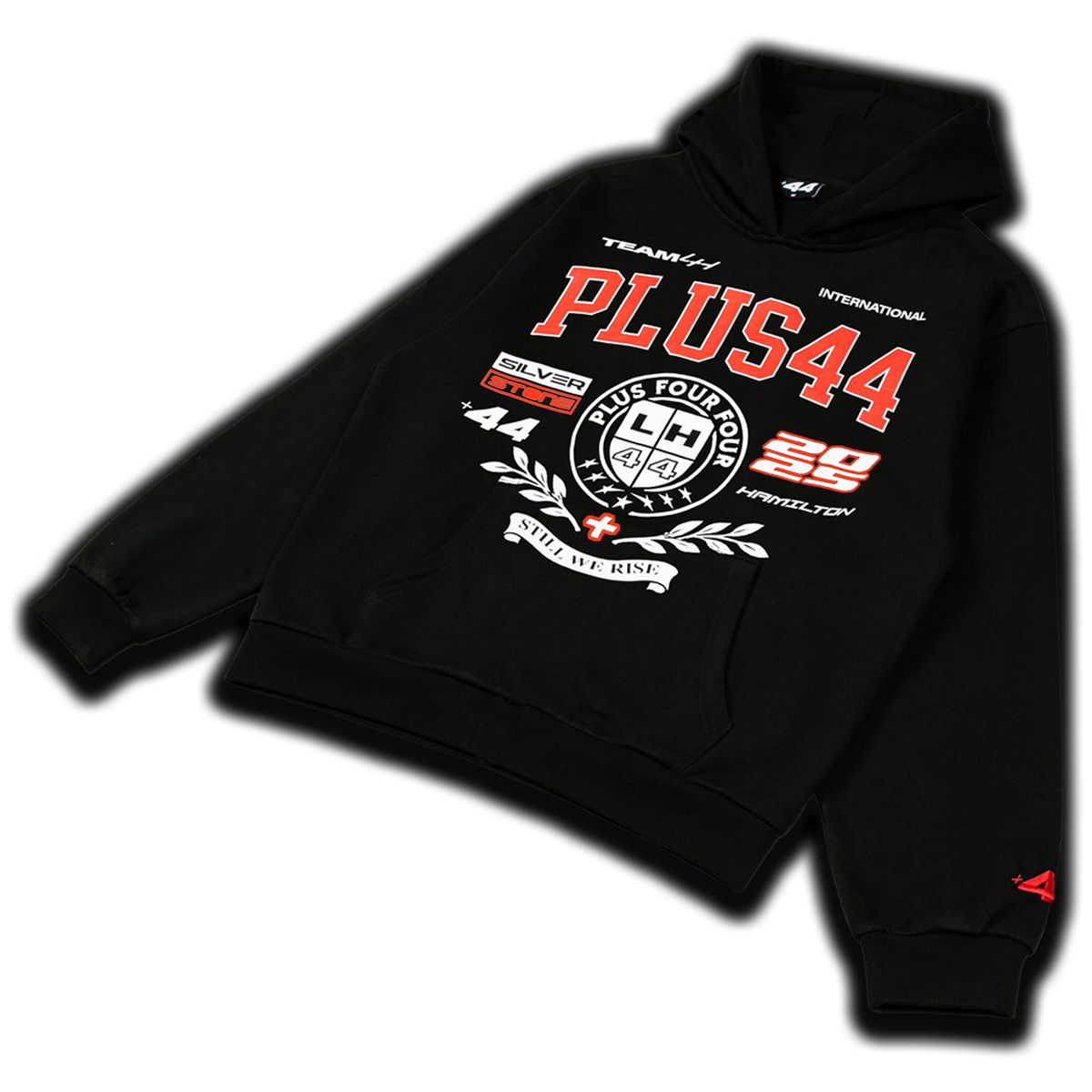 Sudadera con capucha universitaria +44 PLUS44 - Negra