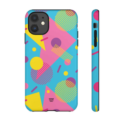 Funda resistente para teléfono con estampado retro de los 80 y 90 en azul claro