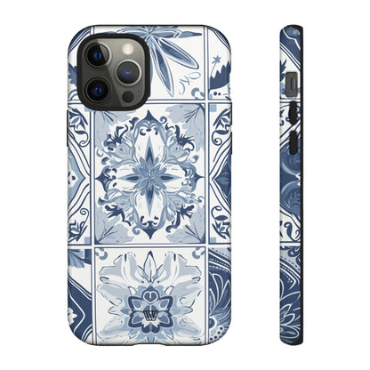 Azulejo azul y blanco | Funda resistente para teléfono