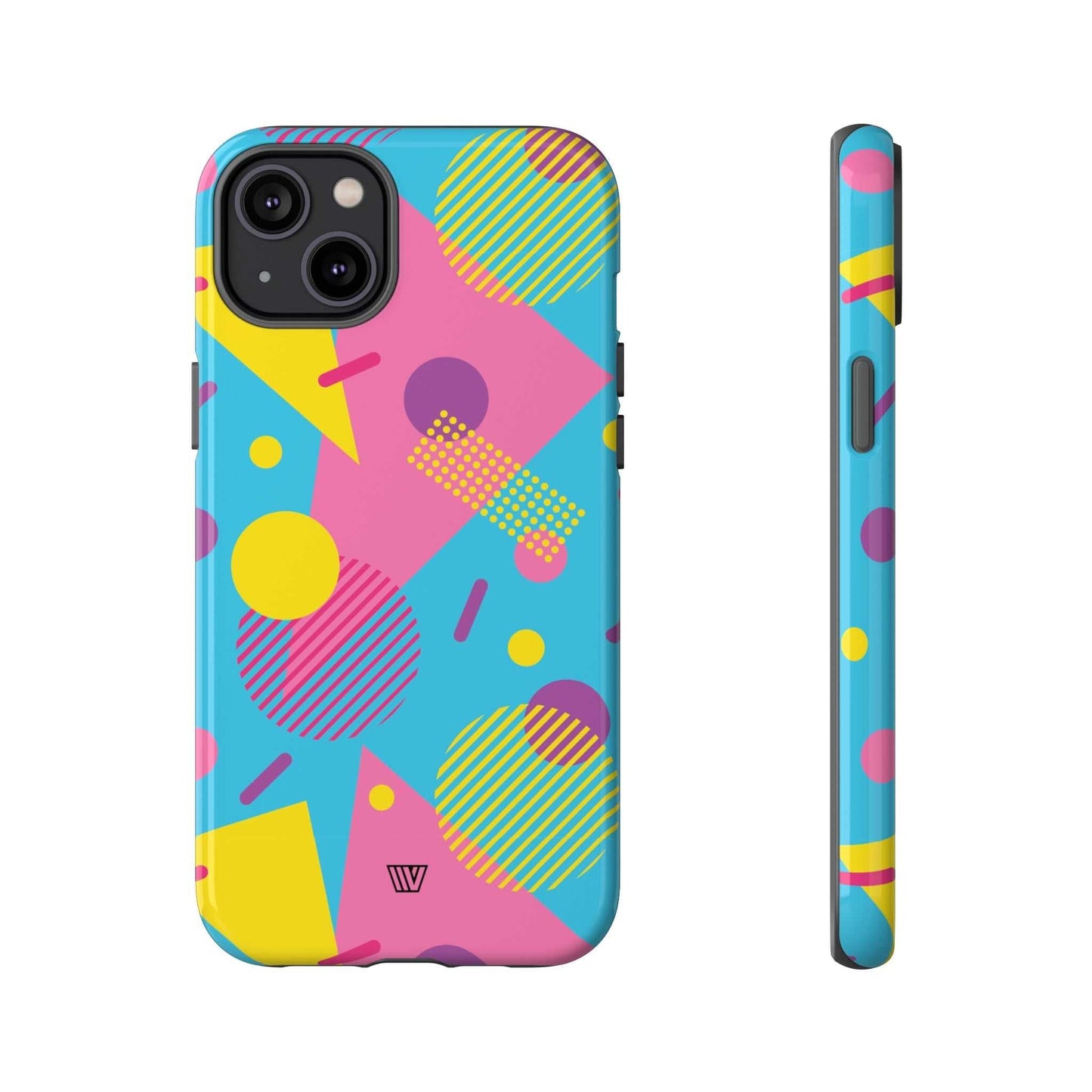 Funda resistente para teléfono con estampado retro de los 80 y 90 en azul claro