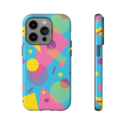 Funda resistente para teléfono con estampado retro de los 80 y 90 en azul claro