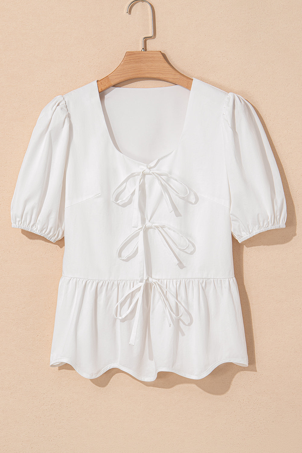 Bow Puff Sleeve Peplum Top