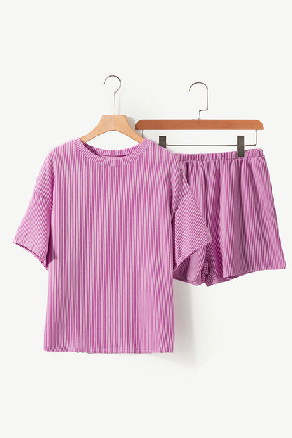 Corded Knit Tee and Shorts Set