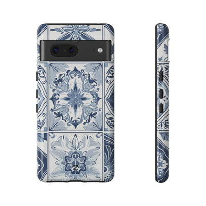 Azulejo azul y blanco | Funda resistente para teléfono