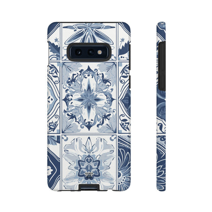 Azulejo azul y blanco | Funda resistente para teléfono