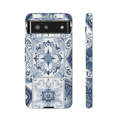Azulejo azul y blanco | Funda resistente para teléfono