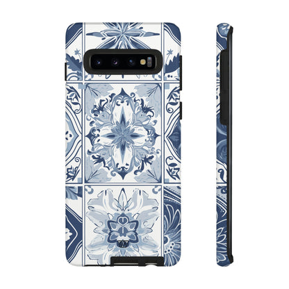 Azulejo azul y blanco | Funda resistente para teléfono