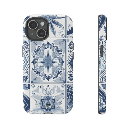 Azulejo azul y blanco | Funda resistente para teléfono