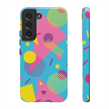 Funda resistente para teléfono con estampado retro de los 80 y 90 en azul claro