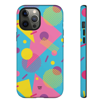 Funda resistente para teléfono con estampado retro de los 80 y 90 en azul claro