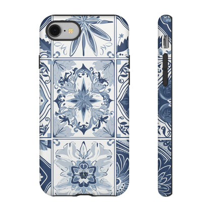 Azulejo azul y blanco | Funda resistente para teléfono