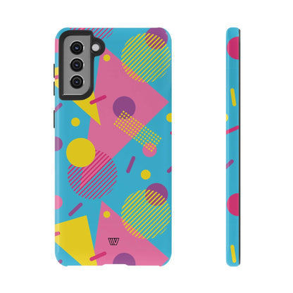 Funda resistente para teléfono con estampado retro de los 80 y 90 en azul claro