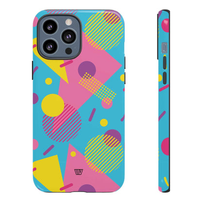 Funda resistente para teléfono con estampado retro de los 80 y 90 en azul claro