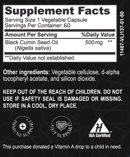 Aceite de semilla negra Halal - 60 unidades