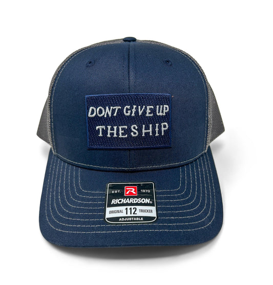 Commodore Perry Flag Patch Hat | Don't Give up the Ship| Richardson 112 | Navy Grey