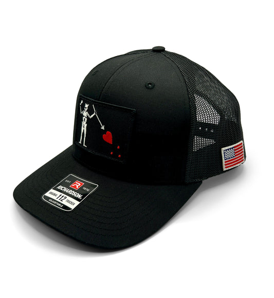 Blackbeards Flag Hat | Richardson 112 | Black with USA Flag