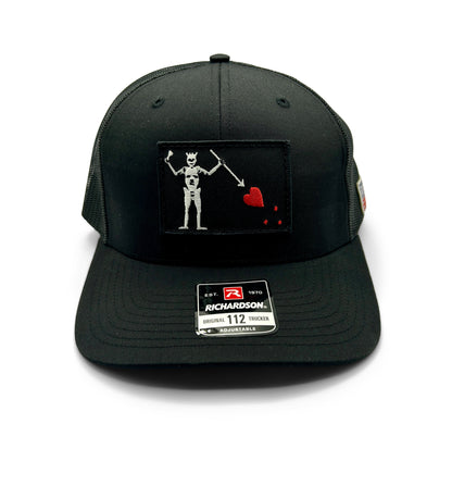 Blackbeards Flag Hat | Richardson 112 | Black with USA Flag