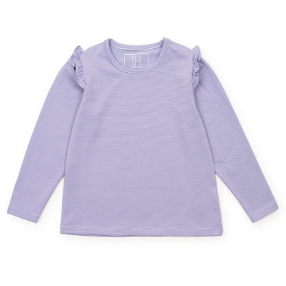 Camiseta deportiva de manga larga Mia para niña de LH Sport - Rayas moradas