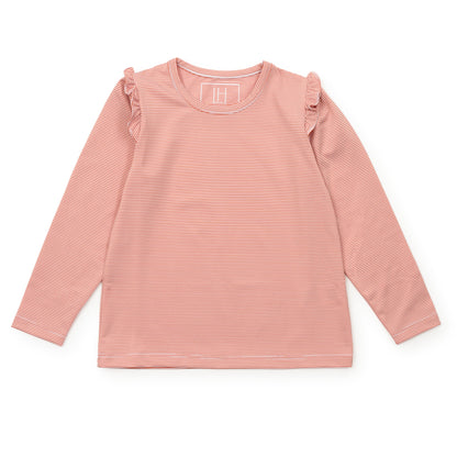 Camiseta deportiva de manga larga Mia para niña de LH Sport - Rayas naranjas