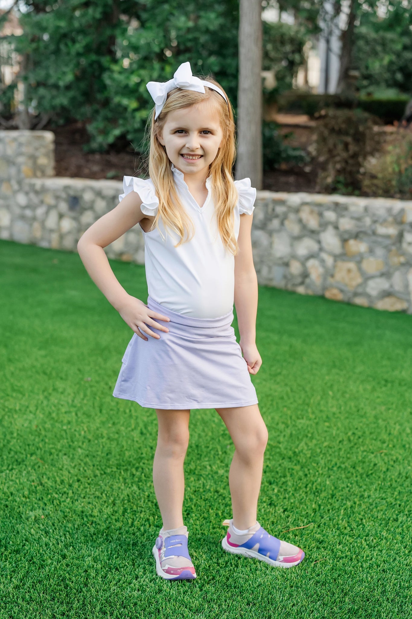 Falda deportiva Margot para niña de LH Sport - Rayas moradas