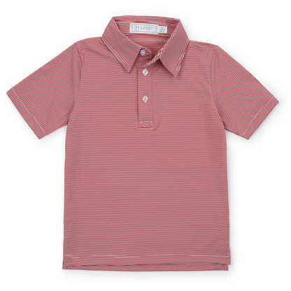 Will Boys' Performance Polo by LH Sport - Red Stripes