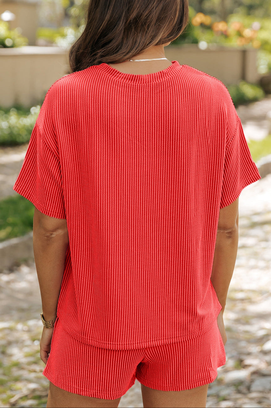 Corded Knit Tee and Shorts Set
