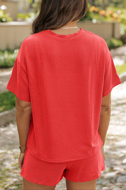 Corded Knit Tee and Shorts Set