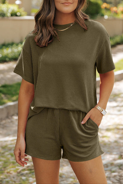 Corded Knit Tee and Shorts Set