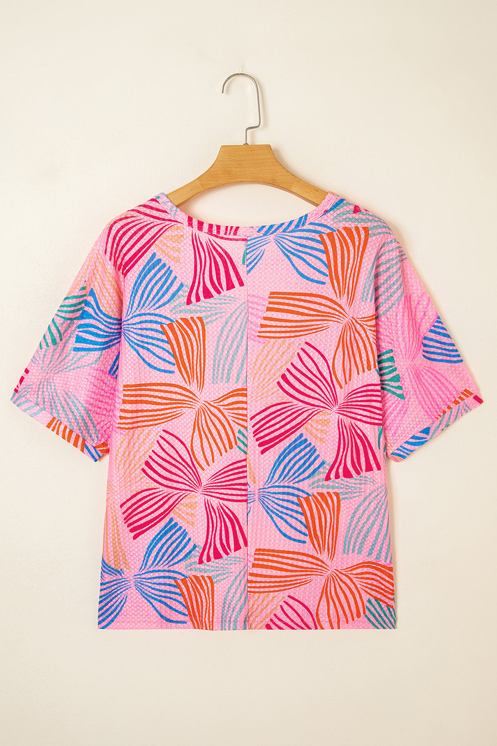 Bow Waffle Knit Crewneck Top