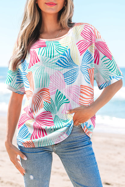 Bow Waffle Knit Crewneck Top