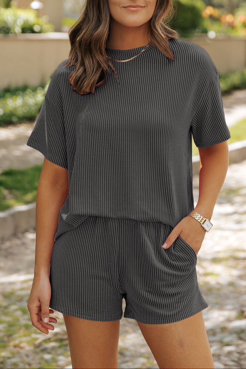 Corded Knit Tee and Shorts Set