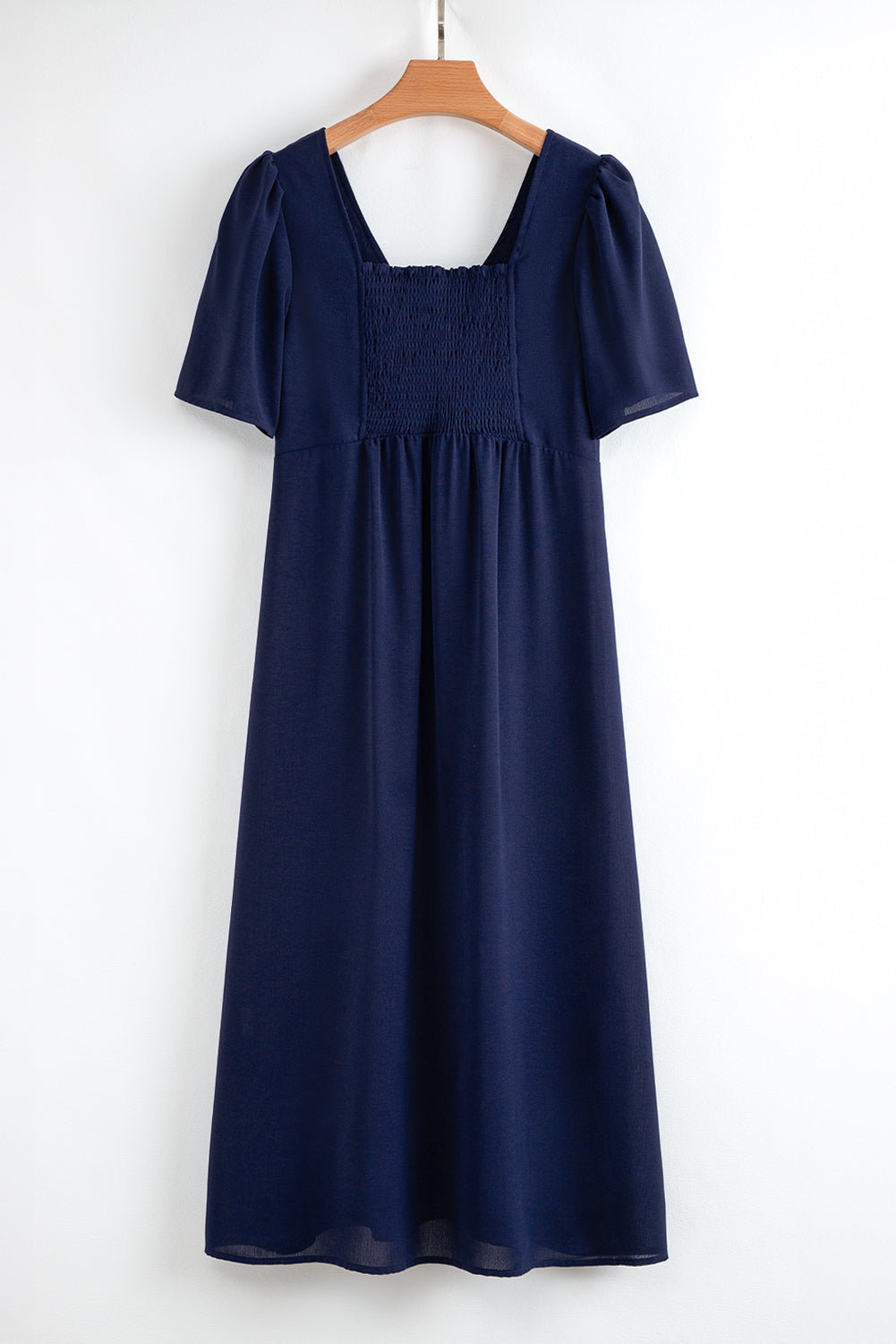 Buttoned Short Sleeve Midi Dress
