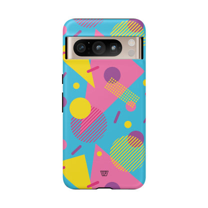 Funda resistente para teléfono con estampado retro de los 80 y 90 en azul claro