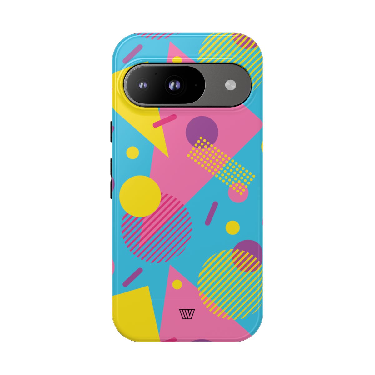 Funda resistente para teléfono con estampado retro de los 80 y 90 en azul claro