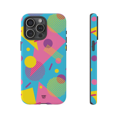 Funda resistente para teléfono con estampado retro de los 80 y 90 en azul claro