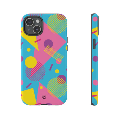 Funda resistente para teléfono con estampado retro de los 80 y 90 en azul claro