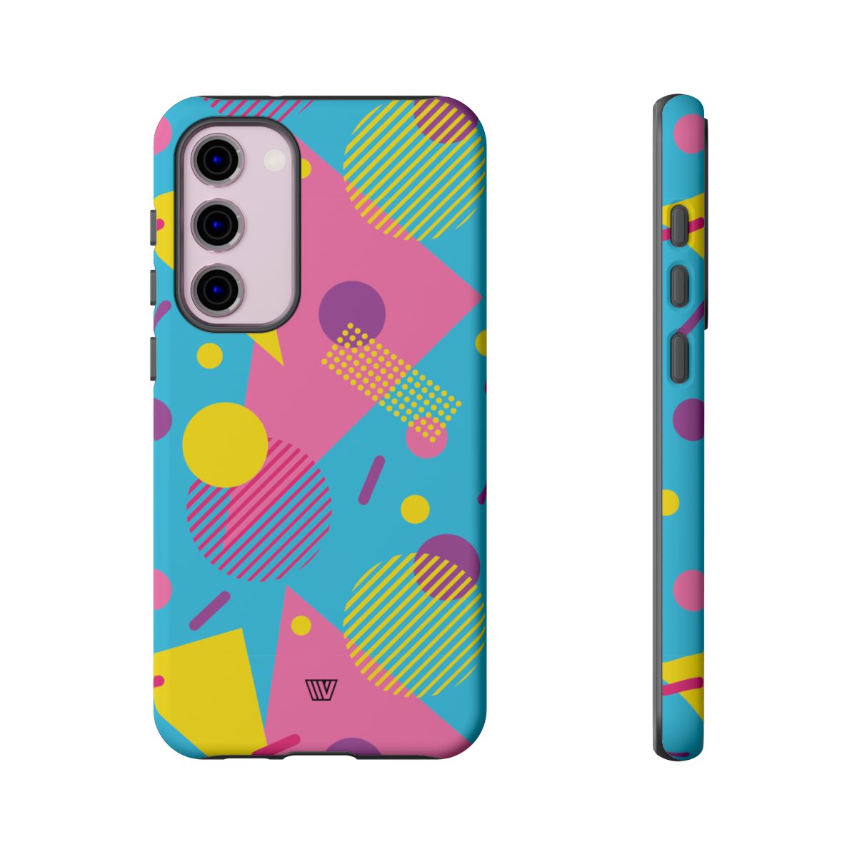 Funda resistente para teléfono con estampado retro de los 80 y 90 en azul claro